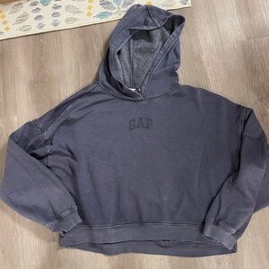 GAP relaxed mini logo cropped hoodie- sailor blue
